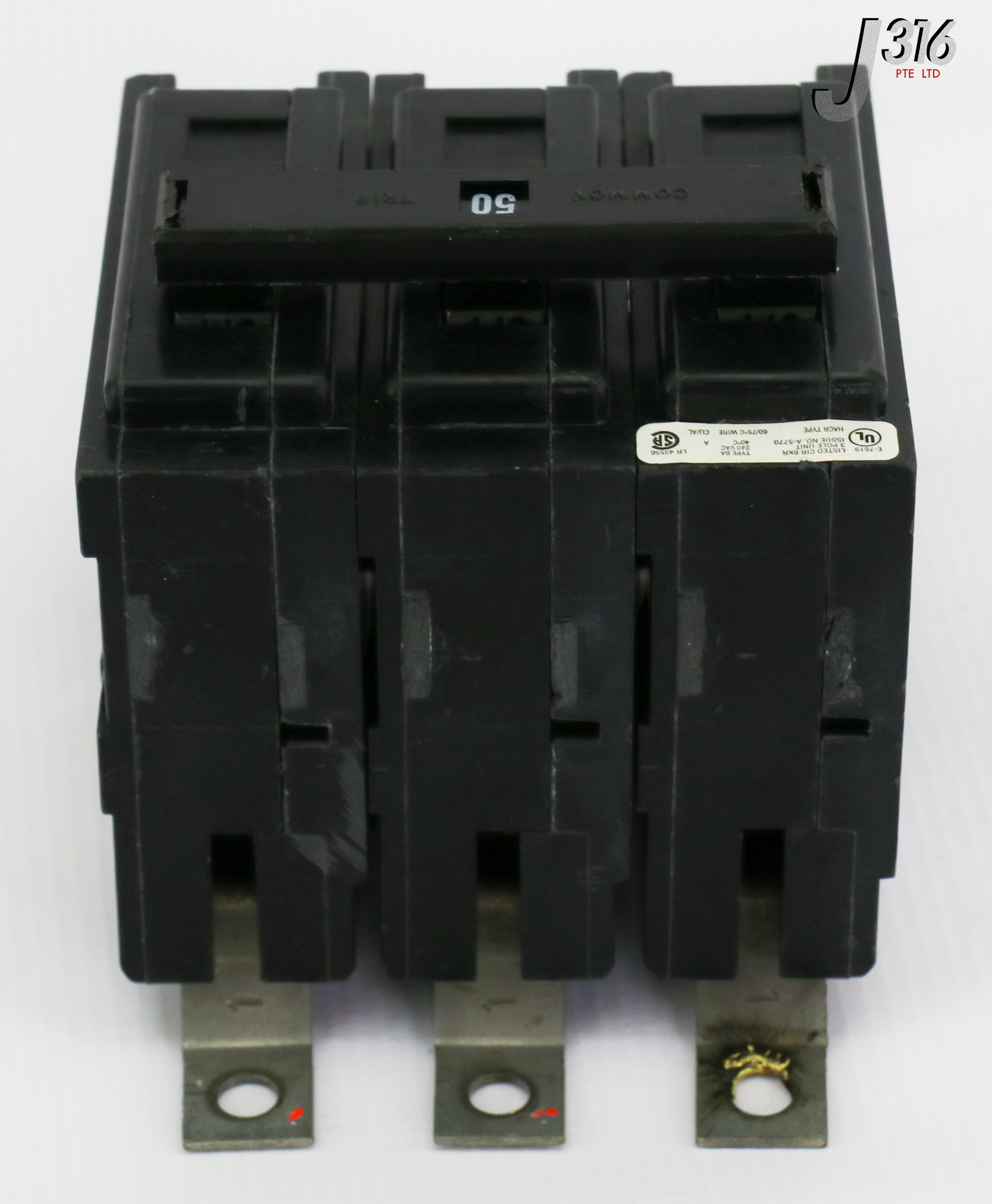 16807 CUTLER-HAMMER TYPE BA 3-POLE CIRCUIT BREAKER, 240VAC, 50A